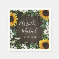 Rustic Sunflower Country Daisy Wedding Napkins