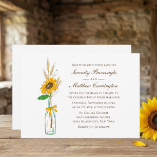 Rustic Sunflower Country Fall Floral Wedding Invitation
