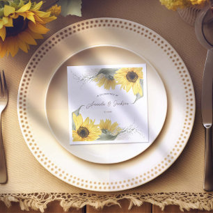 rustic sunflower, country fall wedding  napkin