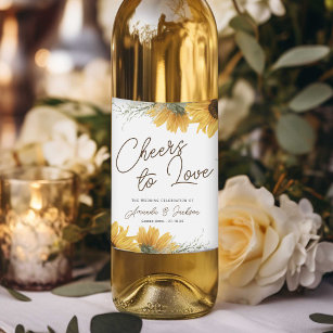 Rustic Sunflower, Country fall wedding Wine Label