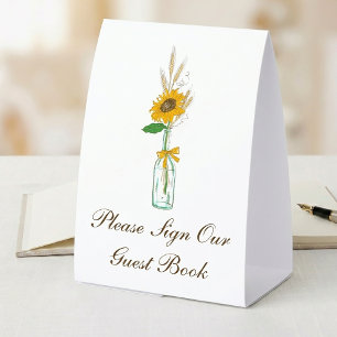 Rustic Sunflower Country Floral Wedding Guestbook 