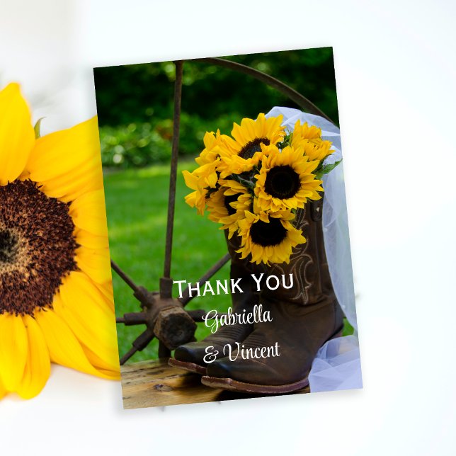 Rustic Sunflower Country Western Wedding Thank You (Creator Uploaded)