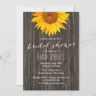Rustic Sunflower Country Wood Bridal Shower Invitation