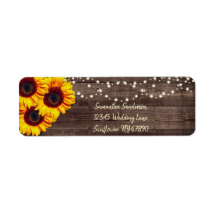 Rustic Sunflower Country Wood Return Address Label