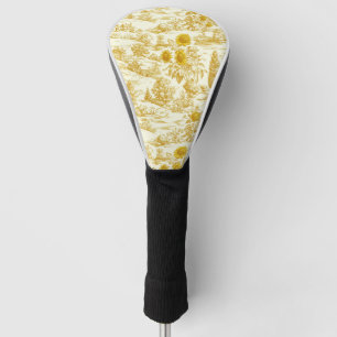 Rustic Sunflower Countryside Toile in Warm Tones Golf Head Cover
