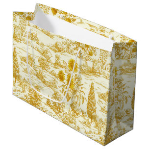 Rustic Sunflower Countryside Toile in Warm Tones Large Gift Bag