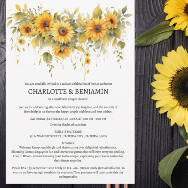 Rustic Sunflower Couple Shower Invitation (Creator Uploaded)