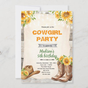 Rustic sunflower cowgirl invitation