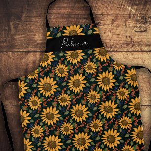 Rustic Sunflower Custom Monogram Apron