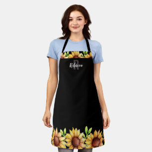 Rustic Sunflower Custom Monogram Apron