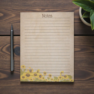 Rustic Sunflower Custom Notepad