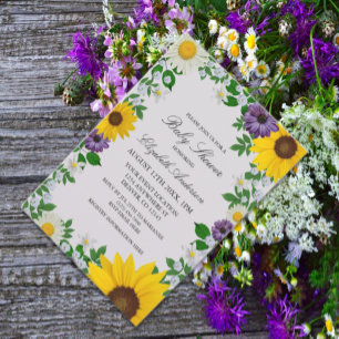 Rustic Sunflower Daisy Floral Baby Shower Invitation