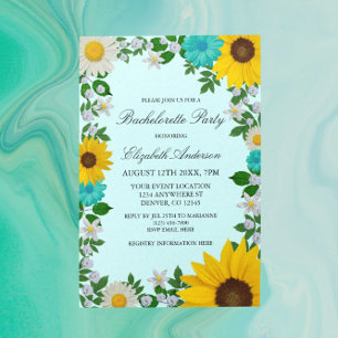 Rustic Sunflower Daisy Floral Bachelorette Party Invitation