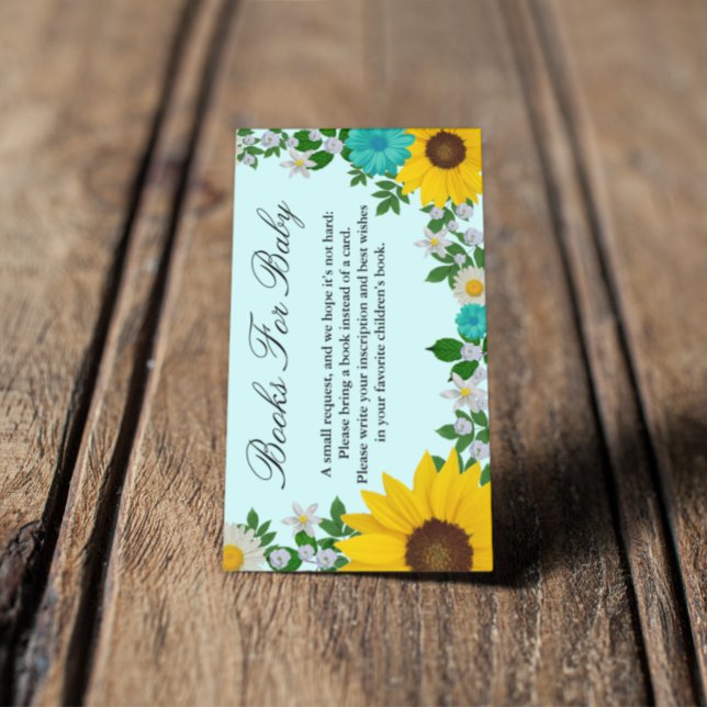 Rustic Sunflower Daisy Floral Books For Baby Enclosure Card (Creator Uploaded)