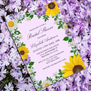 Rustic Sunflower Daisy Floral Bridal Shower Acrylic Invitations