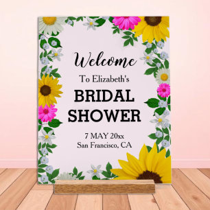 Rustic Sunflower Daisy Floral Bridal Shower Acrylic Sign