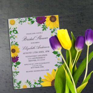 Rustic Sunflower Daisy Floral Bridal Shower Invitation