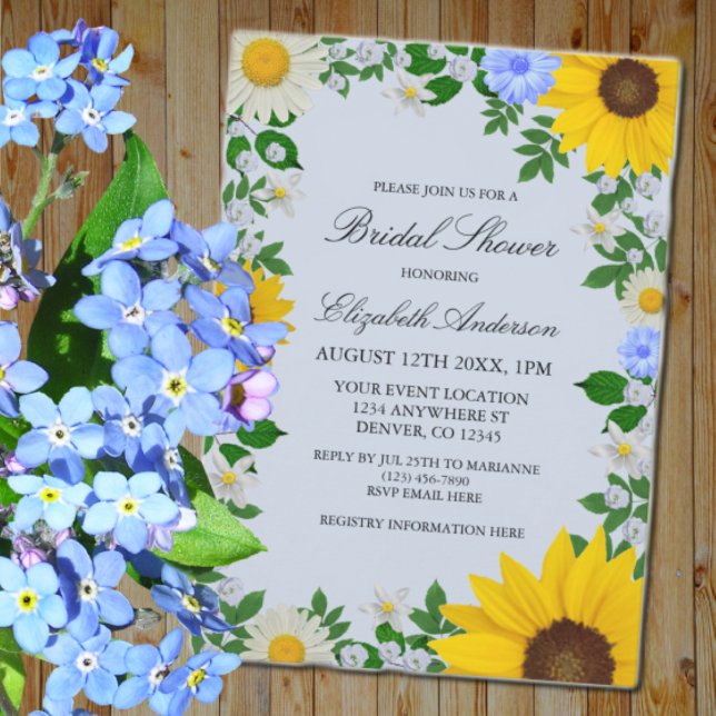 Rustic Sunflower Daisy Floral Bridal Shower Invitation (Creator Uploaded)
