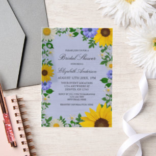 Rustic Sunflower Daisy Floral Bridal Shower Vellum Invitations