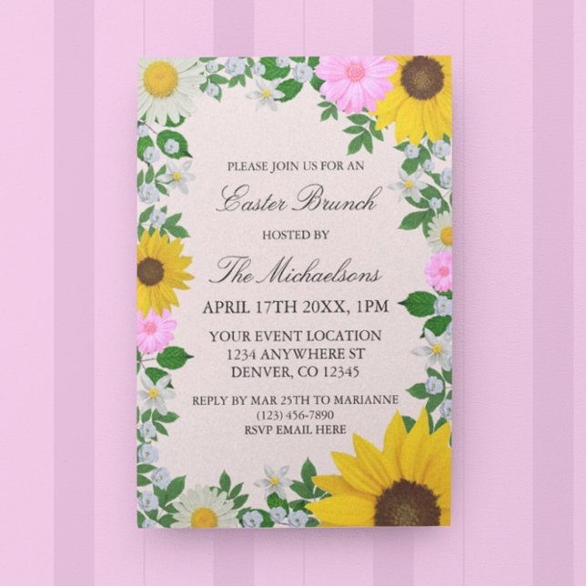 Rustic Sunflower Daisy Floral Easter Invitation (Creator Uploaded)