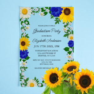 Rustic Sunflower Daisy Floral Graduation Party Vellum Invitations
