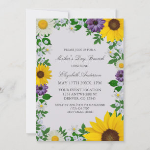 Rustic Sunflower Daisy Floral Mother's Day Invitation