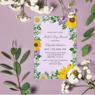 Rustic Sunflower Daisy Floral Mother's Day Invitation