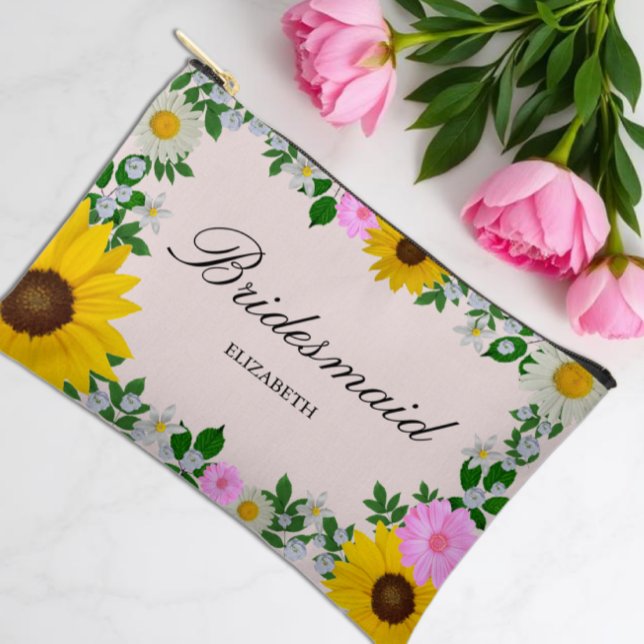 Rustic Sunflower Daisy Floral Wedding Accessory Pouch (Creator Uploaded)