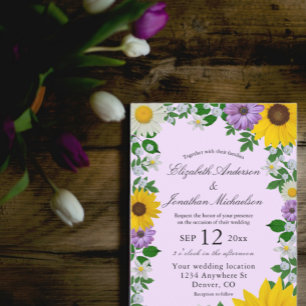 Rustic Sunflower Daisy Floral Wedding Invitation