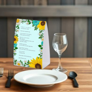 Rustic Sunflower Daisy Floral Wedding Menu