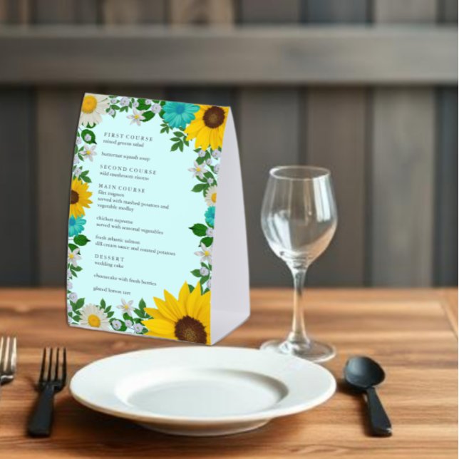 Rustic Sunflower Daisy Floral Wedding Menu (Creator Uploaded)