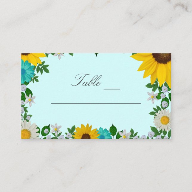 Rustic Sunflower Daisy Floral Wedding Place Card (Front)