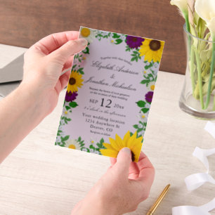 Rustic Sunflower Daisy Floral Wedding Vellum Invitations