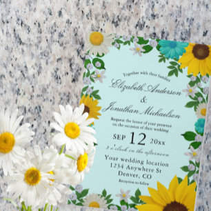 Rustic Sunflower Daisy Floral Wedding Vellum Invitations