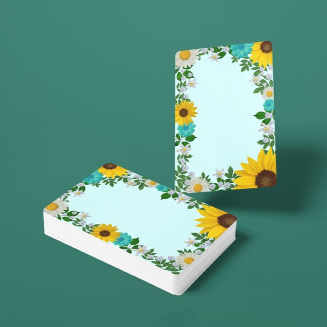 Rustic Sunflower Daisy Teal Floral Playing Cards (Creator Uploaded)