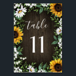 Rustic Sunflower Daisy Wedding Table Number Cards<br><div class="desc">Rustic Sunflower Daisy Wedding Table Number Cards  - feature a barn wood background decorated with watercolor daisies,  sunflowers,  greenery,  baby's breath,  and lily of the valley.</div>