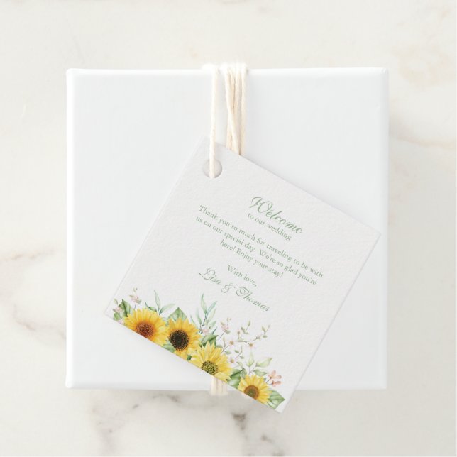 Rustic Sunflower Delight Wedding Welcome Gift Tag (In Situ)