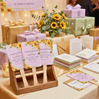 Rustic Sunflower Elegant Summer Retirement Party Hand Fan