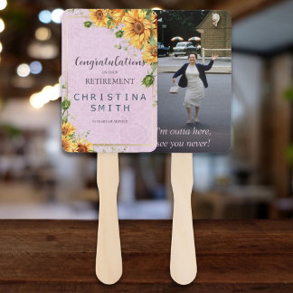 Rustic Sunflower Elegant Summer Retirement Party Hand Fan