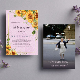 Rustic Sunflower Elegant Summer Retirement Party Invitation