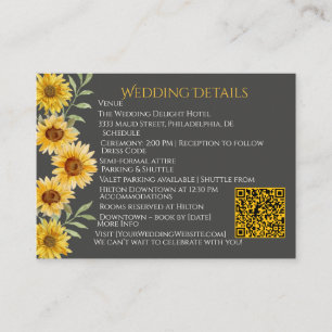 Rustic Sunflower Elegant Wedding Details Enclosure Card