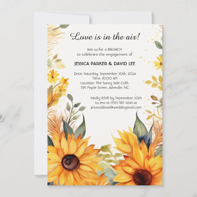 Rustic Sunflower Engagement Brunch Invitation (Front)