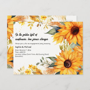 Rustic Sunflower Engagement Party  Invitation Postcard