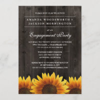 Rustic Sunflower Engagement Party Invitations