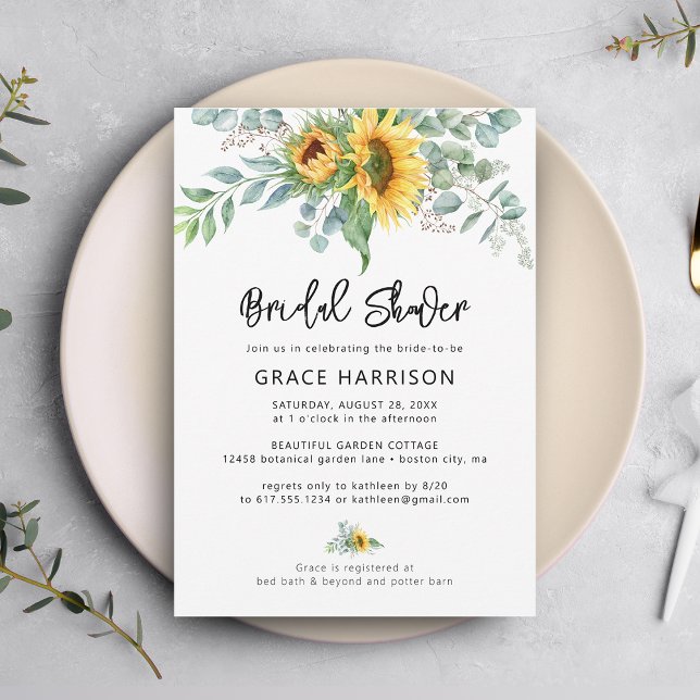 Rustic Sunflower Eucalyptus Bridal Shower Invitation (Creator Uploaded)