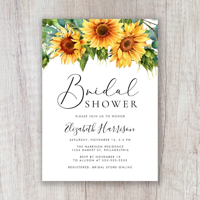 Rustic Sunflower Eucalyptus Bridal Shower Invitation (Creator Uploaded)