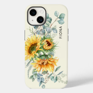 Rustic Sunflower Eucalyptus Greenery Personalised Case-Mate iPhone 14 Case