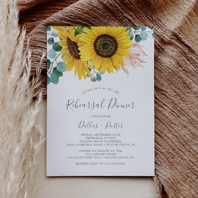 Rustic Sunflower Eucalyptus Rehearsal Dinner Invitation (Creator Uploaded)