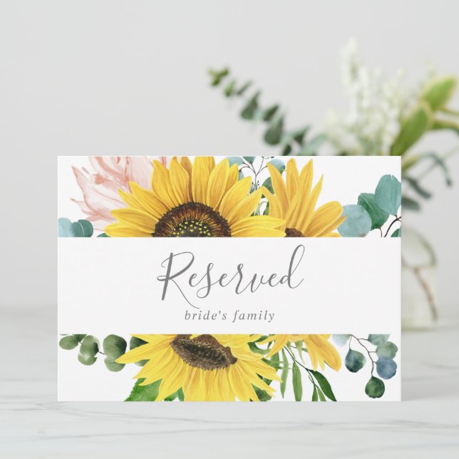 Rustic Sunflower Eucalyptus Reserved Sign (Standing Front)