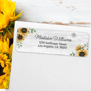 Rustic Sunflower Eucalyptus Return Address Lab Label